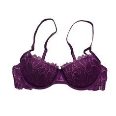 Size 36b New With Tags Color: Late Night Purple Purple Lace Push-up Bra, Fenty Savage, Purple Bra, Lace Balconette, Purple Bras, Not Sorry, Savage X Fenty, Balconette Bra, Late Night