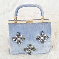 Brand New 6.5" W X 5" H X 4" D Chic Embellished Blue Bag, Chic Blue Embellished Bag, Zara Crossbody Party Bag, Zara Crossbody Bag For Party, Zara Evening Bag With Top Handle, Zara Evening Bag With Detachable Handle, Blue Embellished Rectangular Clutch, Formal Blue Embellished Bags, Formal Blue Embellished Shoulder Bag