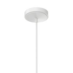 a white ceiling light with a round shade on the top and bottom part of it