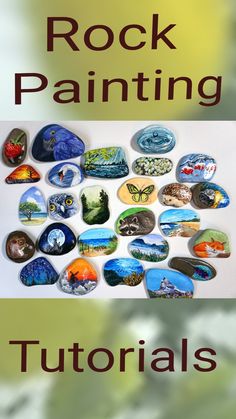 a book cover with rocks painted on it and the words, rock painting tutors