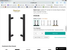 an image of a black door handle set on the storefront page with instructions to install it