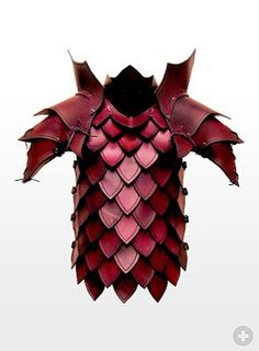 an image of a dragon's head made out of red leathers on a white background