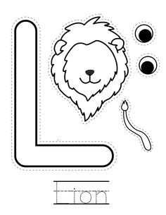 the letter l is for lion cut out and glue on it's back side