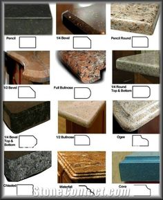 an image of different types of granites on the web page for this website, click here