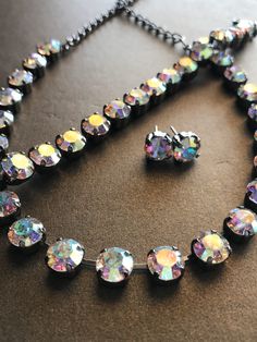 Elegant Iridescent Crystal Jewelry, Iridescent Crystal Jewelry With Rhinestones, Iridescent Sparkling Round Jewelry, Formal Adjustable Iridescent Jewelry, Sparkling Iridescent Round Jewelry, Wedding Jewelry Necklace, Cup Chain Bracelet, Bracelets Crystal, Crystals Wedding