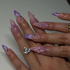 Vibrant Nail Designs, Birthday Nail Designs, Butterfly Nail Designs, 2024 Nails, Summer Nail Designs, Nail Drawing, Nail Techniques, Purple Nail Designs