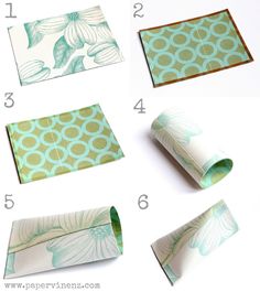 the instructions for how to make an origami flower napkin holder with tissue paper