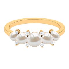 Product Details Celebrate the years of togetherness with this exquisite Freshwater Pearl Ring, a testament to your enduring love and shared milestones. Adorned with lustrous Freshwater Pearls and the sparkle of Diamonds in a Five Stone Ring design, this Pearl Anniversary Ring is a stunning piece of jewelry crafted especially for your beloved better half. Let it serve as a symbol of your loves enduring beauty, just as pearls grow more lustrous with time, mirroring the richness of your relationshi Stone Ring Design, Pearl Anniversary, Freshwater Pearl Ring, Enduring Love, Ring With Diamond, Better Half, Anniversary Bands, June Birth Stone, Pearl Ring