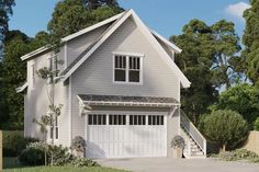 a two car garage is shown in this rendering