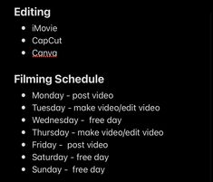 a black background with the words editing, movie, capturating and film schedule