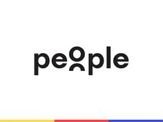 the word people is written in black on a white background with rainbow bars around it