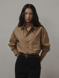 Composition : Cotton 100%Color : Beige_FREECountry of Origin : Republic of Korea Classic Cotton Blouse In Neutral Color, Classic Neutral Cotton Blouse, Beige Spread Collar Shirt For Everyday, Beige Everyday Shirt With Spread Collar, Daily Beige Shirt With Spread Collar, Everyday Beige Shirt With Spread Collar, Brown Relaxed Fit Shirt For Work, Classic Collared Shirt In Neutral Color, Brown Everyday Collared Shirt