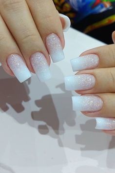 Baby Boomer Nail, Nails Bridal, Baby Boomers Nails, Bride Indian, Nails For Bride, Wedding Nails Glitter, Wedding Nails For Bride, Nails Wedding