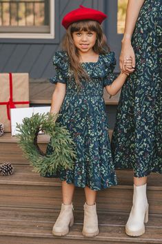 Mini Gracie Dress in Holly Thanksgiving Dress, Girls Holiday Dresses, Santa Suits, White Dress Party, Holiday Party Dresses, Mom Dress, Tier Skirt, Everyday Dresses