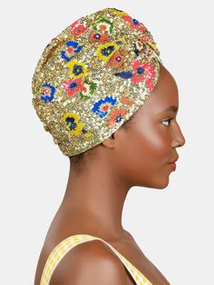 Marcarena Sequin-embellished turban Multicolor Party Headscarf, Bohemian Summer Party Headscarf, Summer Bohemian Party Headscarf, Summer Wedding Headwrap, Party Turban, Summer Hot, Fall Winter Collection, Stretch Satin, Local Artisans