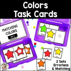 two sets of matching colors task cards