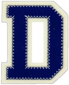 the letter d is made out of blue and white paper