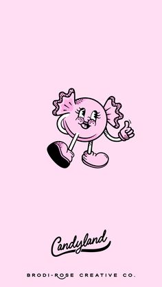 a pink background with an image of a cartoon character