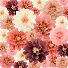 large pink and red flowers are arranged in the shape of a flower arrangement on a white background