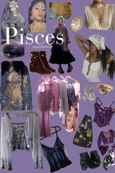 #pisces #piscesfashion #piscesaesthetic #piscesrising #piscesvenus #astrologyfashion #fashion #whimsigoth #whimsigothaesthetic #90sfashion #ecclecticfashion #velvet #celestial #celestialaesthetic #purpleaesthetic Celestial Style Aesthetic, Pieces Venus Outfits, Pisces Venus Style Outfits Winter, Mystic Outfit Aesthetic, Pisces Midheaven Aesthetic, Pisces Aesthetic Clothes