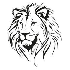 a black and white lion face