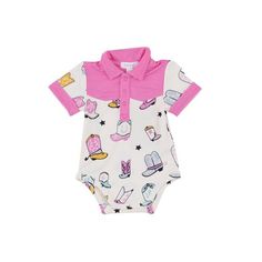 This bodysuit, featuring pink cowboy boots, is perfect for any little cowgirl. Material and Care 95% Viscose from Bamboo, 5% Spandex Color: Pink & Colorful Design Machine Wash Gentle Cycle/ Tumble Dry Low Patterns may vary Materials may have natural variations Colors may vary from different viewing device Silicone Baby Bottles, Pink Cowboy Boots, Silicone Baby Bibs, Pink Cowboy, Collar Bodysuit, Gender Neutral Clothes, Dear Baby, Baby Bling, Baby Bouncer