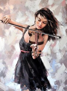 Gunin Alexander Stylo Art, Then Sings My Soul, Painting Of A Woman, Picture Illustration, Art How, Violinist, 인물 사진