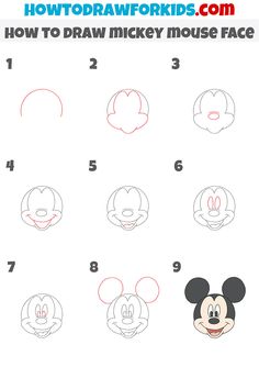 How To Draw Mickey And Minnie Mouse Step By Step, Easy To Draw Mickey Mouse, Mickey Easy Drawing, Step By Step Mickey Mouse Drawing, Mickey Mouse Cartoon Drawing, Mickey Mouse How To Draw, Mickey Mouse Nail Art Tutorial, How To Draw A Mickey Mouse, Drawing Ideas Mickey Mouse