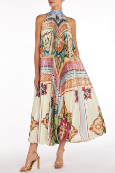 Mary Katrantzou nimbus dress in multi. Poly Satin Chiffon Dry Clean Imported Luxurious Vacation, Garden Party Dress, Mary Katrantzou, Party Gowns, Spring Collection, Pleated Dress, Festival Season, Gowns Dresses, Spring Fashion