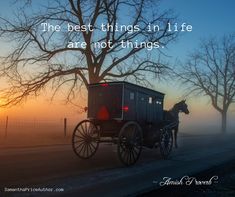 the best things in life are not things - famous quote on horse and buggy