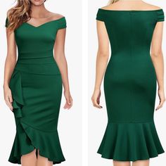 Off-Shoulder Ruffle Cocktail Semi-Formal Evening Dress Fits Curvy, Has Some Stretch S=4-6, M=8-10, L=12-14, Xl=16 Ships 3-7 Days New To Poshmark? Sign Up With Code Styleyourself To Get $10 Off Your First Purchase. Shop My Closet For: Bohemian, Boho, Spring, Summer, Fall, Winter, Vacation, Cruise, Holiday, Photo-Shoot, Birthday, Occasion, Wedding, Fun, Casual, Party, Gift, Shopping, Girly, Trendy, Modest, Date Night, Chic, Classy, Classic, Elegant, Statement, Dressy, Fancy, Preppy, Feminine, Soft Prom Dress Medium Length, Fitted Green Off Shoulder Midi Dress, Fitted Green Off-shoulder Midi Dress, Chic Green Knee-length Off Shoulder Dress, Chic Knee-length Green Off Shoulder Dress, Knee-length Ruffled Off-shoulder Dress For Evening, Formal Bodycon Dress, Green Off-shoulder Ruffled Midi Dress, Green Midi-length Off-shoulder Party Dress