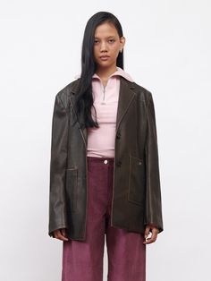 Composition : Polyurethane65 Rayon35 LINING1 Cotton100 LINING2 Polyester100Country of Origin : Republic of Korea W Concept, Designer Fashion, Dark Brown, Faux Leather, Composition, Jackets & Coats, Blazer, The Originals, Clothes For Women