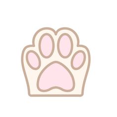 a pink paw print on a white background