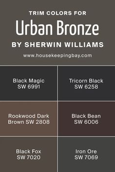 the color scheme for urban bronze by sherylin williams, featuring black and brown