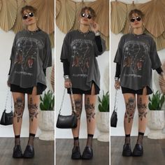 Goth Hot Weather Outfit, System Of A Down Outfits, Tshirt Outfits Women, Artist Outfit Style, Post Malone Concert Outfit, Grungy Outfit, Halloween Fashion Outfits, Outfit Builder, Hot Weather Outfits