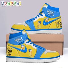 Disney Inside Out 2 2024 HappyAir Jordan 1 Hightop Shoes Step into style and comfort with our Air Jordan 1 Shoes, a timeless icon in the world of footwear. Designed for ultimate versatility, these sneakers seamlessly blend fashion and functionality. The classic silhouette pays homage to its heritage while incorporating modern elements for a contemporary edge. Crafted with precision, the shoes feature premium materials for durability and a luxurious feel. The cushioned midsole provides unmatched Disney Low-top Sneakers For Streetwear, Disney Round Toe Sneakers For Streetwear, Jordan 1 High Top, Hightop Shoes, Air Jordan 1 Shoes, Nike Custom, Jordan 1 Shoes, Air Jordan 1s, Disney Inside Out