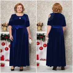 Absolutely Beautiful Natural Velour Party Plus Size Dress For All Occasions Made In Europe Limited Edition With Silk Belt Velour This Stunning Velour Maxi Dress Is A Must-Have For Any Special Occasion. The Asymmetrical Sleeve And Crew Neckline With A Zip Closure Add A Touch Of Elegance To The Dress. The Dress Is Perfect For Formal Occasions Like Wedding Or Holy Communion And Also Great For Party And Cocktail Events. The Dress Is Made Of High-Quality Velour Material With Beautiful Pearl Accents T Blue A-line Maxi Dress For Party, Holiday Evening Maxi Dress With Short Sleeves, Blue Evening Formal Dress, Royal Blue Maxi Dress For Party, Short Sleeve Evening Dress For Dinner, Royal Blue Maxi Dress For Evening, Blue Holiday Dresses For Formal Occasions, Blue Floor-length Dress For Holidays, Blue Formal Dresses For Holiday