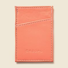 Designed for the minimalist to carry their most essential items only. Carry only a couple of cards with some cash in the middle pocket or stack up to 3 cards in each pocket for a total of 9 cards. This color has RFID protection. This handcrafted product was created in California using leather rescued from the past. Casupo searches for beautiful pieces all over the world, finding treasures and giving rediscovered leathers new life, new purpose, a new future of style. This sustainable collection o Modern Everyday Card Holder With Card Slots, Casual Rectangular Card Holder With Rfid Blocking, Rectangular Card Holder With Card Slots For Organization, Casual Rfid Blocking Rectangular Card Holder, Pink Rfid Blocking Card Holder For Everyday Use, Pink Rfid Blocking Everyday Card Holder, Modern Pink Card Holder, Minimalist Rectangular Card Holder With Slots, Minimalist Rectangular Card Holder With Card Slots