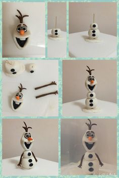 there are many different pictures of the same snowman