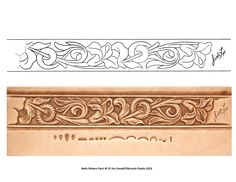 two different types of decorative molds on a white background, one with an ornate design and the other without