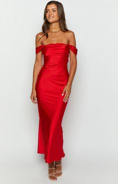 Ella Red Off Shoulder Formal Dress – Beginning Boutique US Red Evening Gown Classy, Red Long Dress Elegant, Red Dress Classy Elegant Long, Off Shoulder Formal Dress, Red Long Dress, Winter Ball, Red Maxi Dress, Prom Midi Dress, 60's Dress