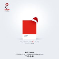 a red and white christmas card with santa's hat on it