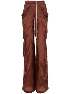 tobacco brown satin weave elasticated waistband two side slash pockets folded edge two rear flap pockets straight leg drawstring waist Trouser Outfit, Brown Satin, Versace Outfit, Yoko London, Straight Trousers, Ballet Flat Shoes, Pants Straight, Ski Wear, Boots For Sale