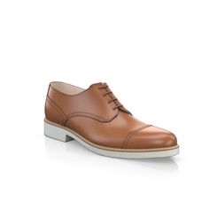 are handcrafted by individual order. Upper material is made by leather. Insole and lining materials - leather. Your new shoes will be handcrafted especially for you and delivered for free to your home or office in 1-2 weeks. Included option for free return and remake if the shoes do not fit.Only now all this is available at an exclusive price of $249.00.Proceed with you order now. Cognac Leather Cap Toe Shoes For Derby, Leather Wingtip Derby With Rubber Heel Cap, Casual Leather Shoes With Cap Toe And Leather Sole, Cap Toe Lace-up Shoes With Calf Leather, Bridle Leather Cap Toe Shoes With Rubber Sole, Bridle Leather Cap Toe Shoes With Leather Lining, Bridle Leather Cap Toe Shoes, Casual Leather Derby Shoes With Leather Sole, Brown Leather Cap Toe Oxfords