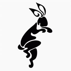 a black and white silhouette of a rabbit