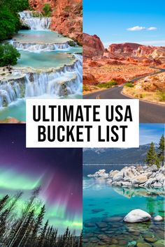 the ultimate usa bucket list with pictures and text overlay