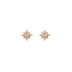 Delicate, effortless and minimal.  Sterling silver with 14k gold, rose gold or rhodium plating and a cubic zirconia. Mini Studs, Ear Climbers, Star Studs, Fine Earrings, North Star, Maple Leaf Tattoo