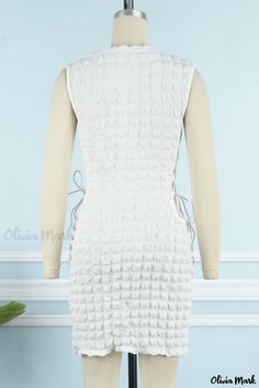 Olivia Mark - Modern Womens White Sleeveless Bandage Dress with O Neck - Casual and Elegant White Sleeveless Bandage Mini Dress, Dress Sleeve Styles, Hip Dress, Polyester Dress, White Sleeveless, Casual Attire, Bandage Dress, Wholesale Fashion, Olivia Mark