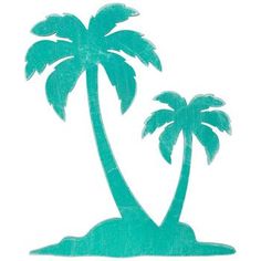 a drawing of two palm trees on an island