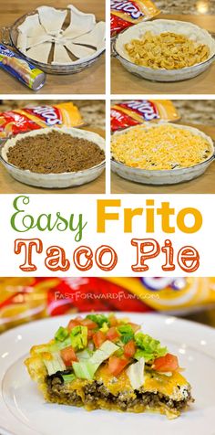 easy frito taco pie recipe that is ready to be eaten